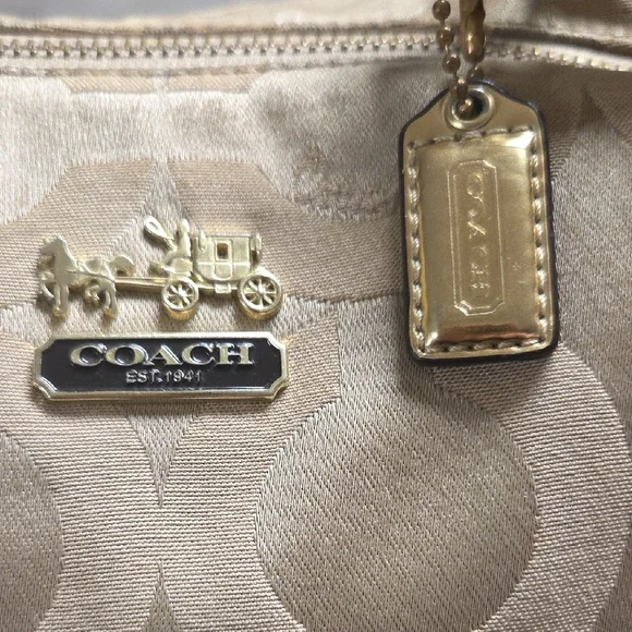 Coach Tan Shoulder Bag with Signature Monogram - Picture 2 of 4